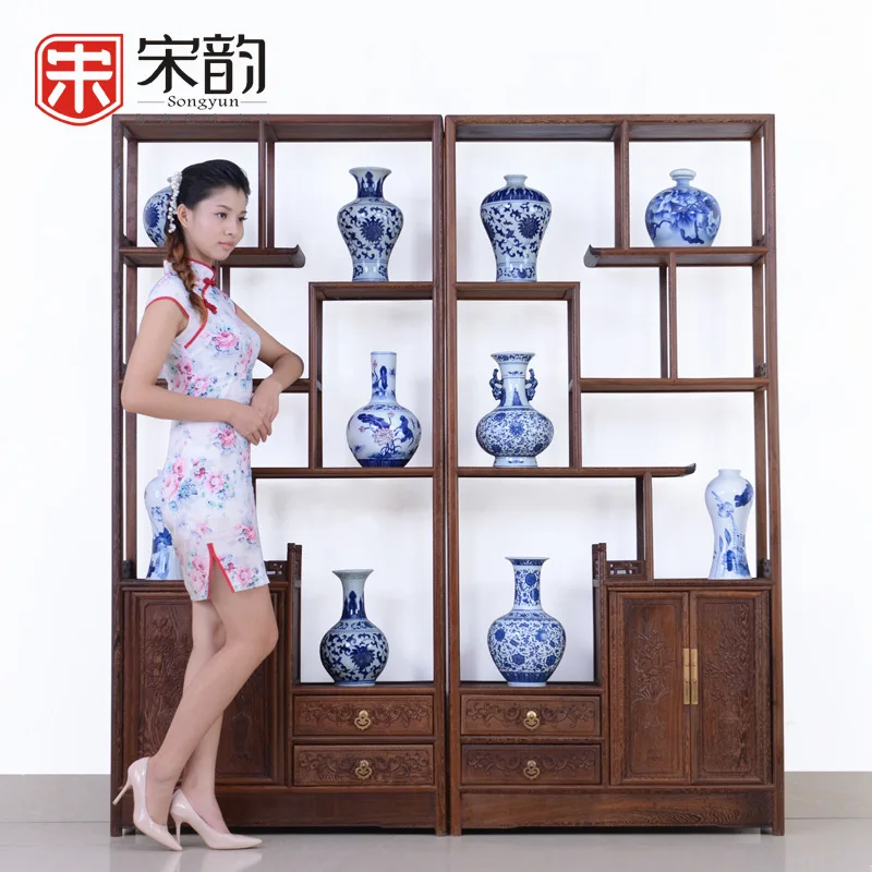 

Song Yun Chinese antique mahogany furniture shelf display rack antique wood partition frame