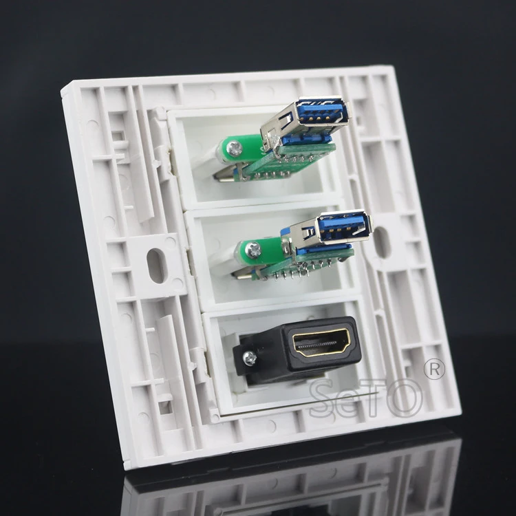 SeTo 86 Тип Однопортовый 2 0 HDMI + Dual 3 USB ассорти панель настенное гнездо Keystone лицевая