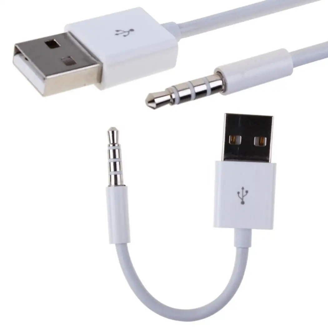 

3.5mm Male AUX Audio Jack to White USB Converter Adapter Cable Cord