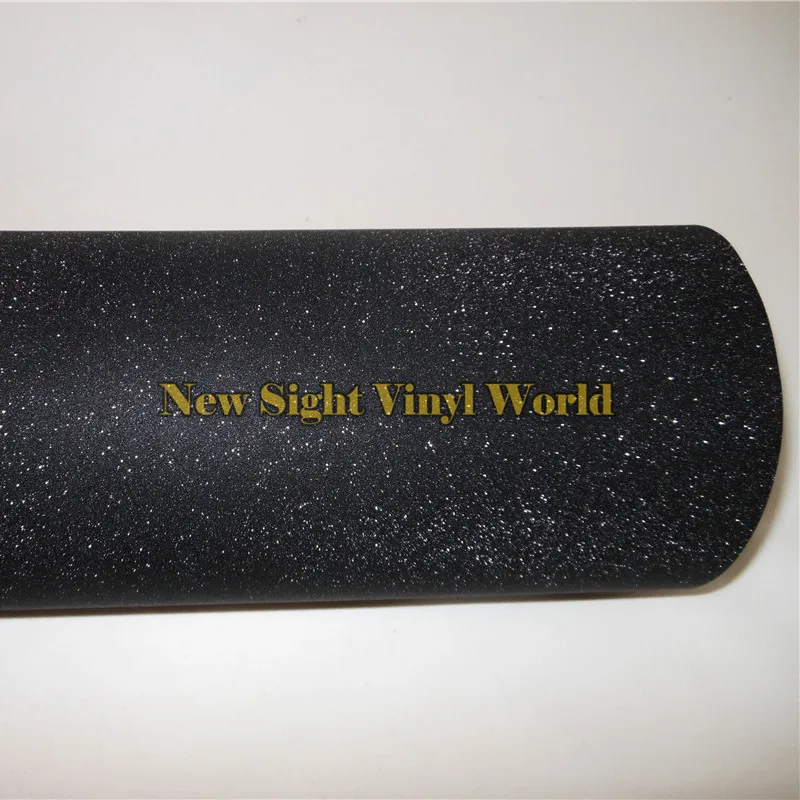  High Quality Black Sparkle Glitter Sand Vinyl Film Roll Wrap Air Free Phone Laptop Computer Skin Co