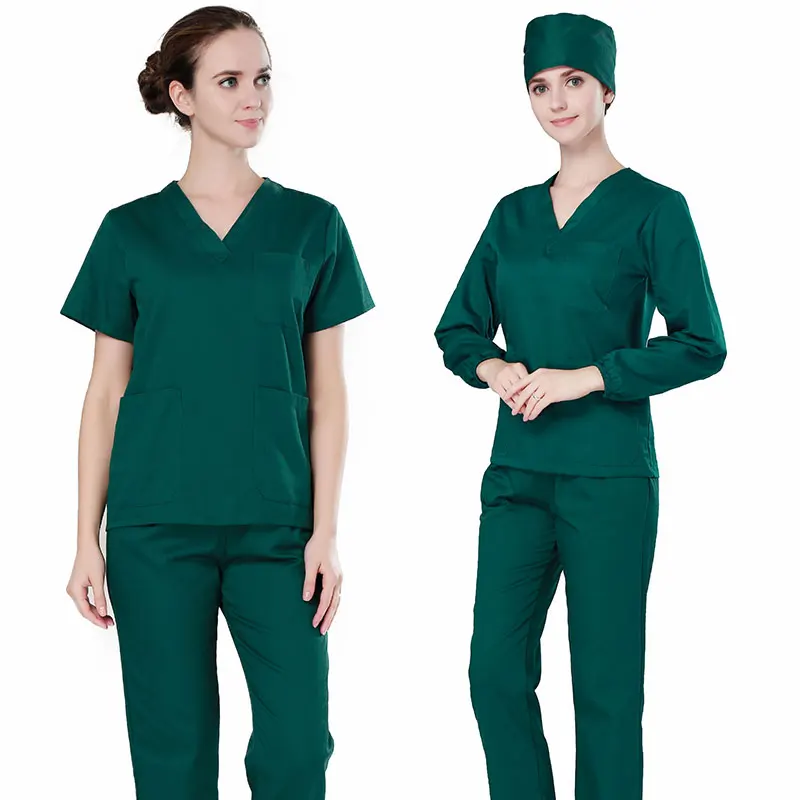 Медицинский медицинский костюм для мужчин из чистого хлопка зеленого цвета
