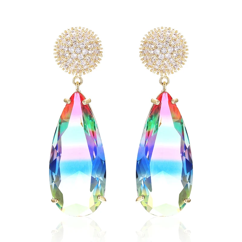 

XIUMEIYIZU 50*15mm Luxury Women Fashion Earrings Cubic Zirconia and Tourmaline Earring Best Gift for Her