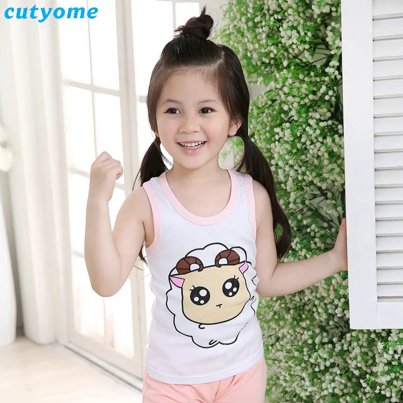Cutyome 2pcslot Kids Boys Girls Cotton T-shirt Sleeveless Animal Printed Top Tee Children Clothing Baby Boy Girl Clothes 1-4Y (43)