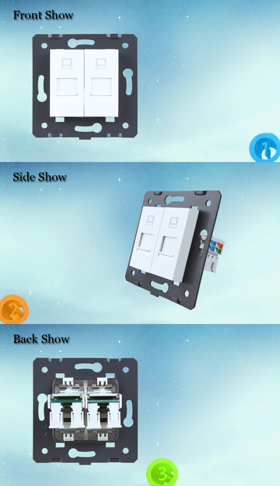 WELAIK EU-standard Two-компьютерная розетка-DIY-части-две стены-компьютерная розетка-без стекла-панель A82COW/B