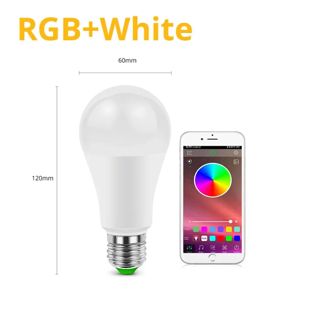 E27 85-265 в светодиодный светильник RGB 15 Вт Bluetooth приложение управление умная лампа 5 Вт 10 Вт RGBW RGBWW светодиодный ИК пульт дистанционного управления домашнее освещение - Испускаемый цвет: Buletooth RGBW