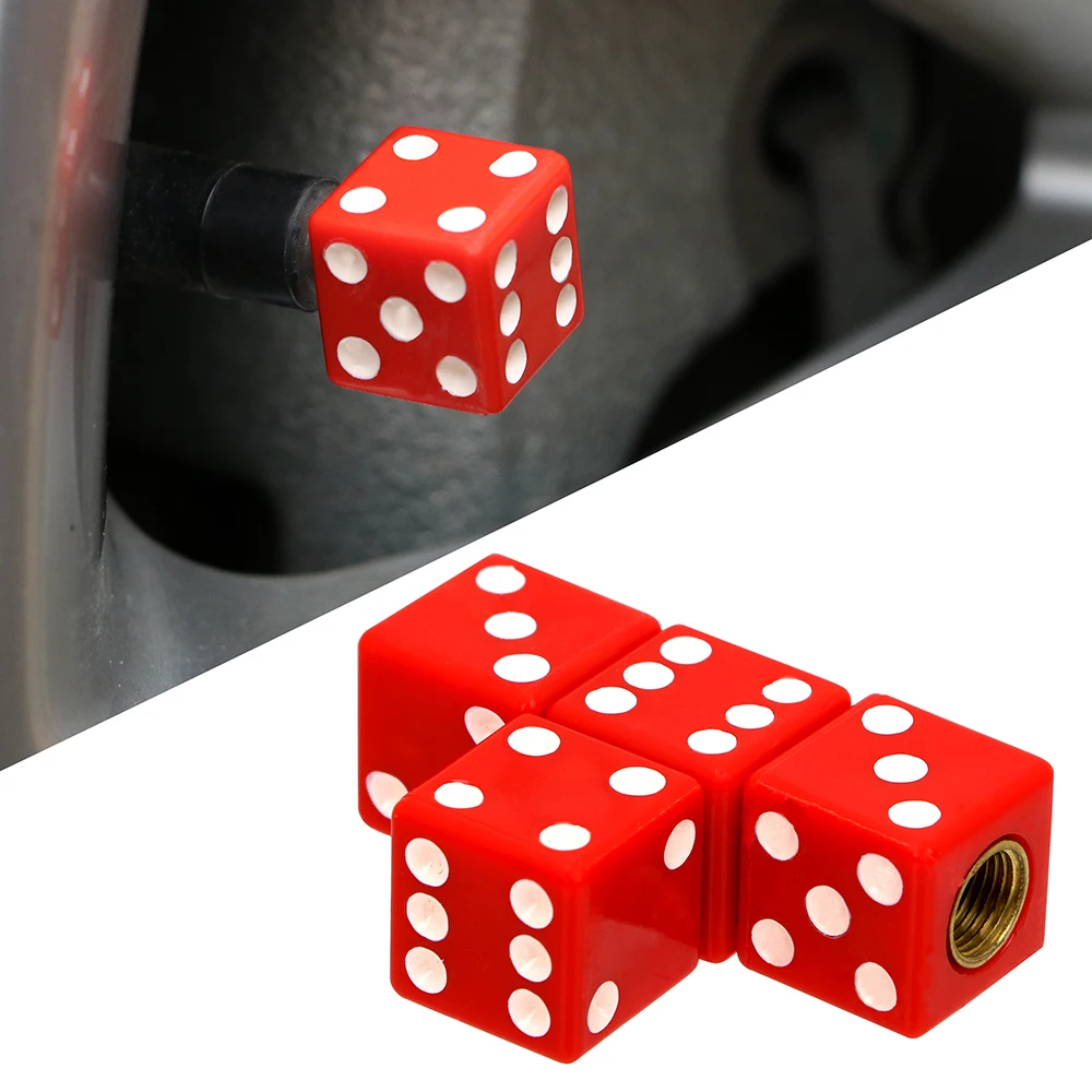 4pcs Universal Dice Car Truck Bike Tire Air Valve Stem Caps Wheel Rims