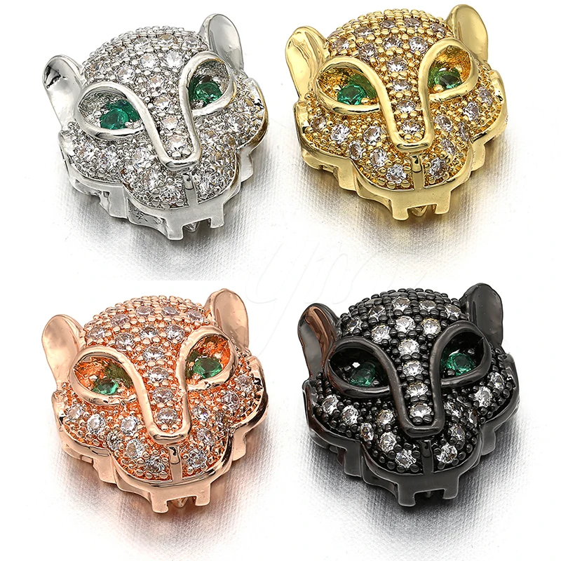 

11mm*11mm new Luxury cheetah element copper micro-inlaid zircon CZ jewelry accessories suitable DIY necklace bracelets