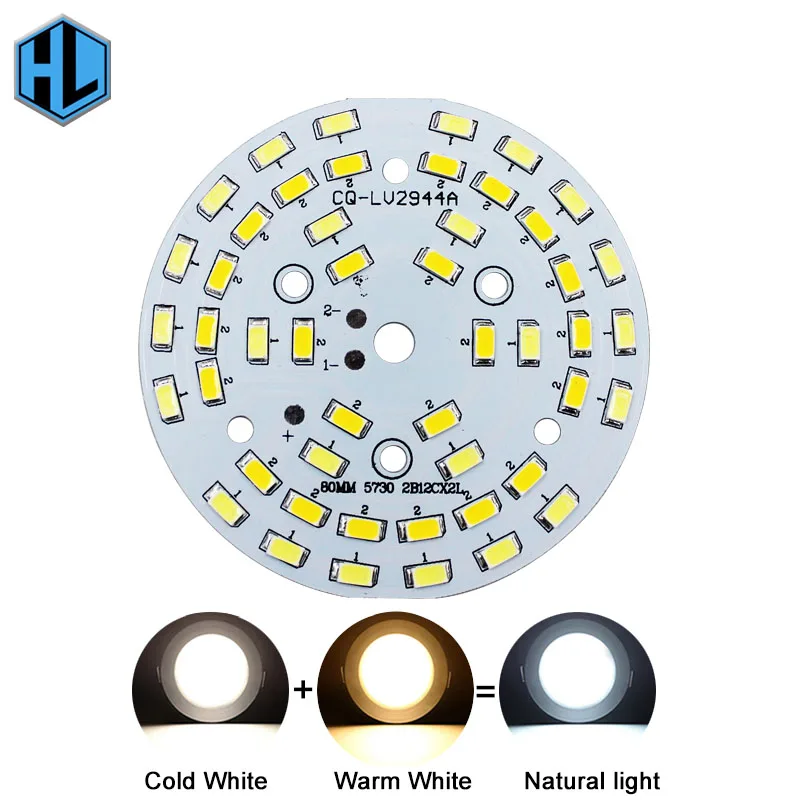 

1pcs Warm/Cold White two color in one PCB 3W 5W 7W 9W 12W 15W 18W 5730 SMD Light Board Led Lamp Panel For Ceiling PCB With LED