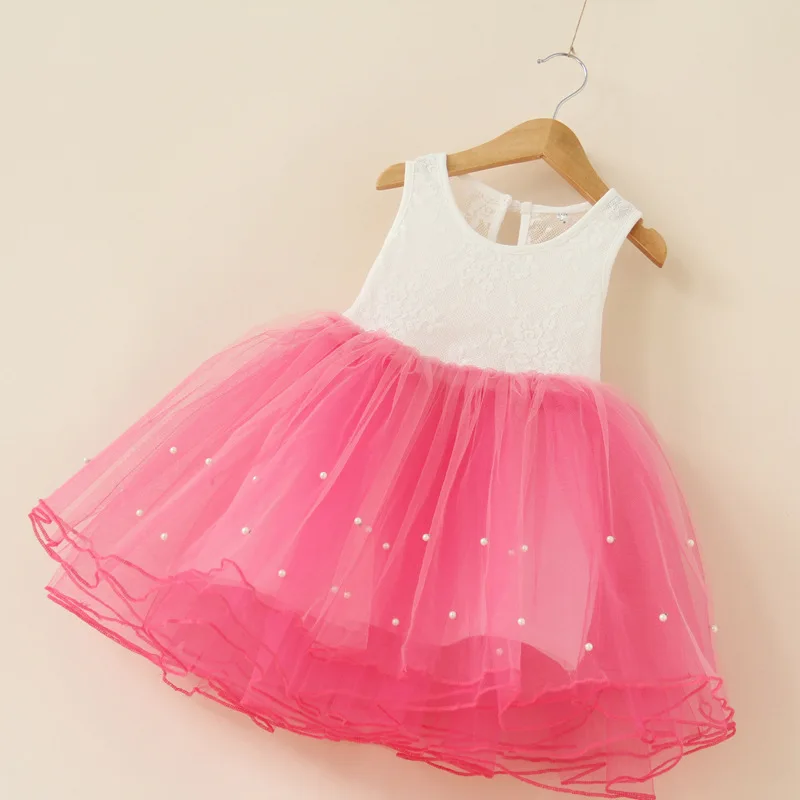Summer Beads Sleeveless Girl Dress Fashion Kids Tutu Dresses Cute Baby