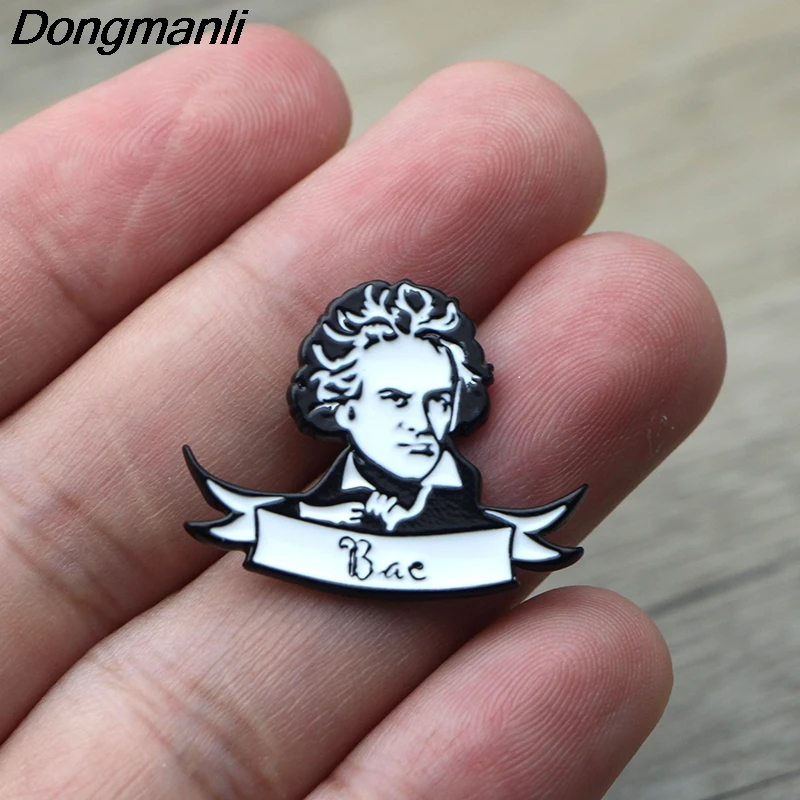 L3640 Ludwig Van Beethoven художественная эмалированная булавка броши мультфильм креативная металлическая брошь булавки Джинсовая Шляпа значок воротник ювелирные изделия 1 шт