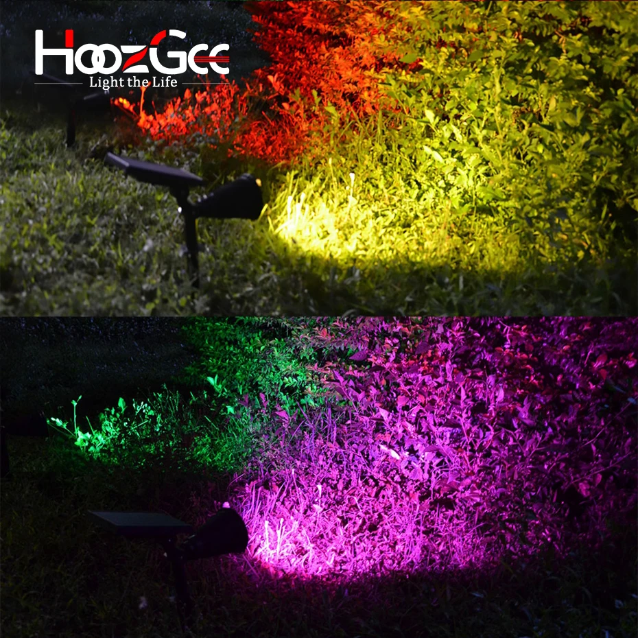 HoozGee 7 светодиодный садовый светильник на солнечной батарее наружный настенный светильник Точечный светильник для газона светильник на солнечной панели регулируемое Украшение 7 цветов 1