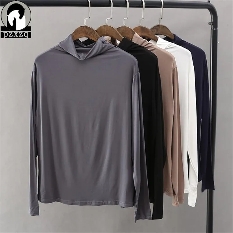 

2019 New Spring Long sleeve Sexy Solid Color Slim Tops Tight Smooth Elasticity Turtleneck Casual Cotton Women T-shirt Pullover