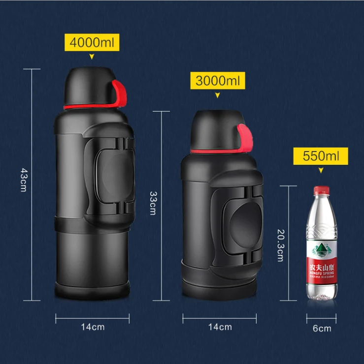 4000 мл большой Ёмкость Нержавеющая сталь термос Открытый Отдых путешествия вакуум чайник воды термо кружка-термос чашка 4L