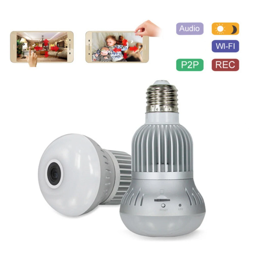 

HD 1.3MP 960P 360 Panorama Wifi IP Camera Bulb Lamp Surveillance P2P VR Camera Camcorder For Home