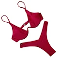 ୧ʕ ʔ୨Sexy Green Leaves Striped Reversible Bikini Female Bathing ...