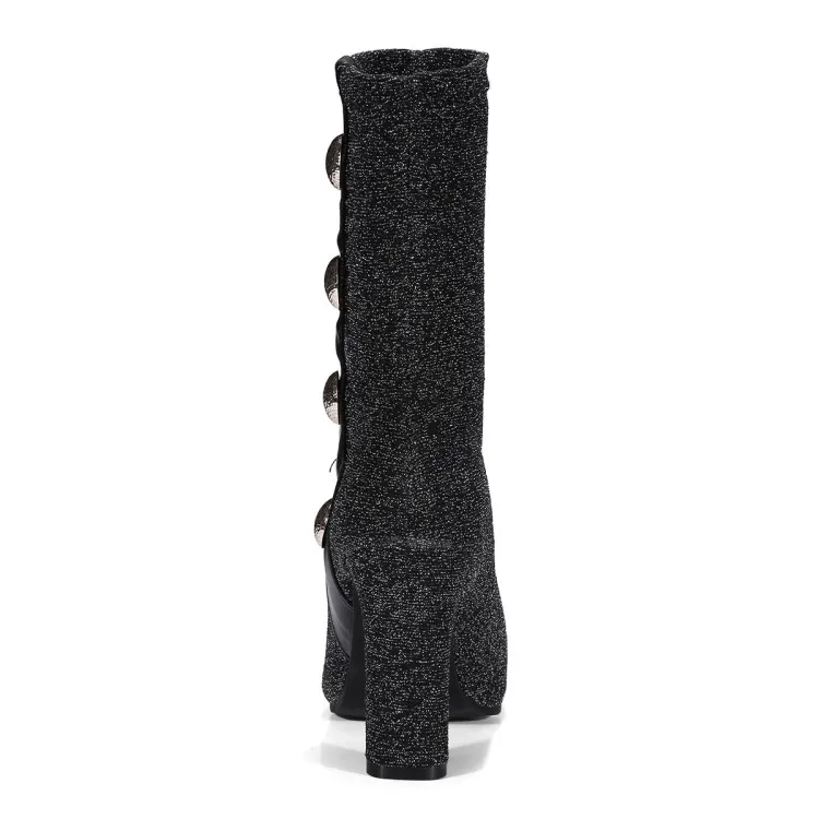 Chaussette Talons Cheville Argenté Chaussures Bottes Haute Bout Dames Sur Pointu Stiletto Pompes silver 9 Noir Femmes Black Stretch Tissu Slip Cm nwN0PyvOm8