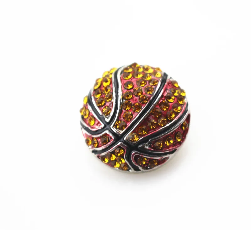 

10pcs Orange Crystal Basketball Ginger Buttons Accessories Fit 18mm Interchangeable Snap Bracelet&Bangle DIY Jewelry