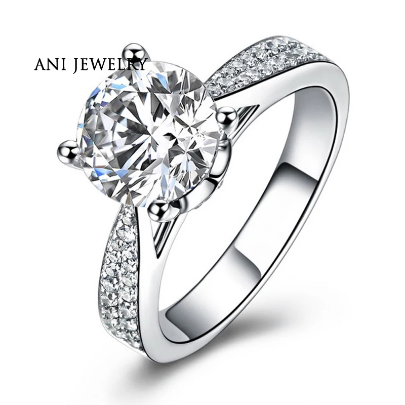 

ANI 18K White Gold (AU750) Women Wedding Ring Natural Certified I-J/SI 0.79 CT Round Cut Diamond Luxury Fine Jewelry Customized