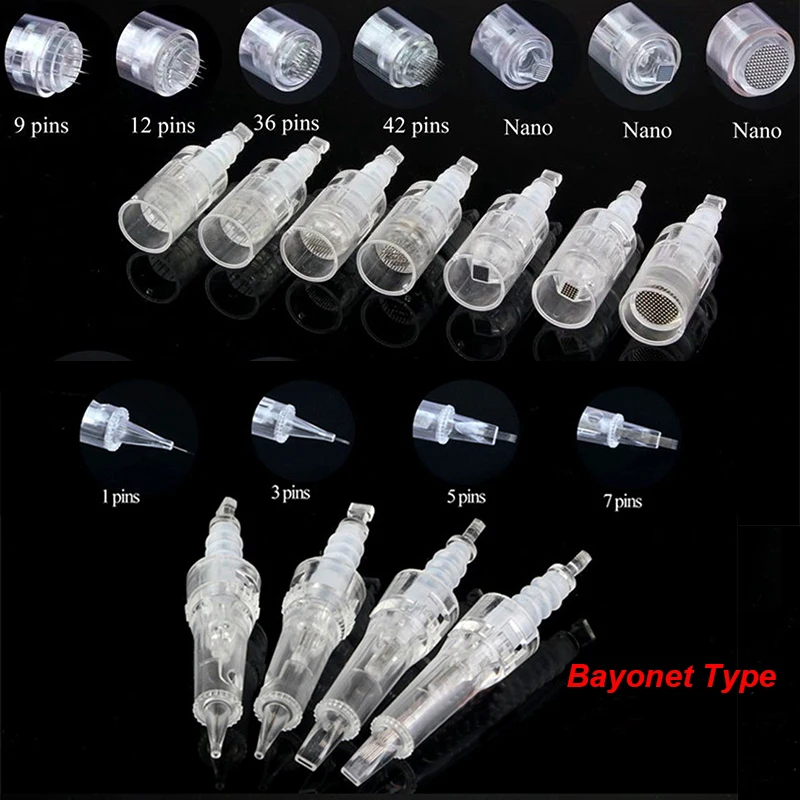 

10Pcs Bayonet Cartridge Rotary Needles for Electric Auto Microneedle N2/M5/M7/MYM Derma Pen Eyebrow Eyeliner Tattoo Nano Tips