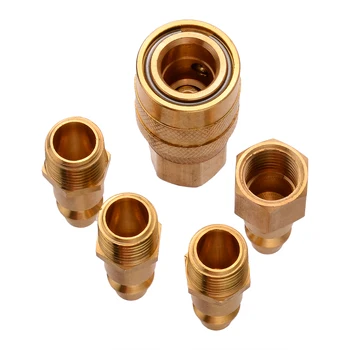 

5pcs/set Gold New Solid Brass Quick Coupler Set Air Hose Connector Fittings 1/4" NPT Plug Female Male Quick Plugs