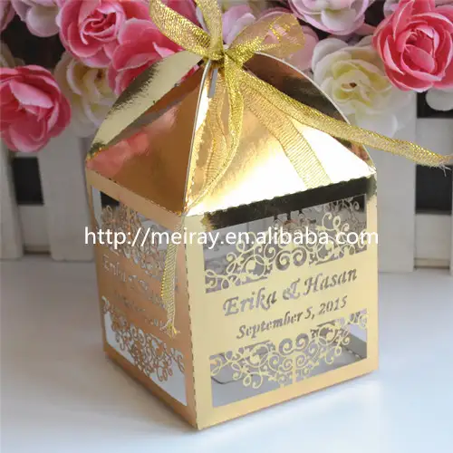 Laser Cut Gold Wedding Box Indian Wedding Gift Wedding Favor Box