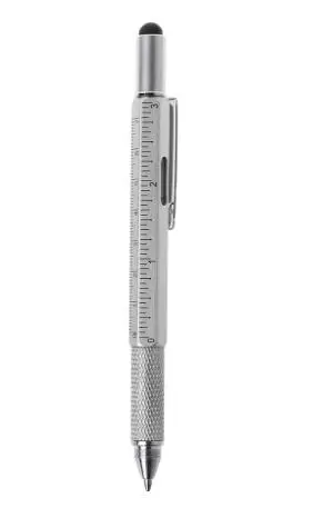 6 в 1 металлическая ручка многофункциональный инструмент, шариковая ручка отвертка линейка спиртовой уровень - Цвет: Белый