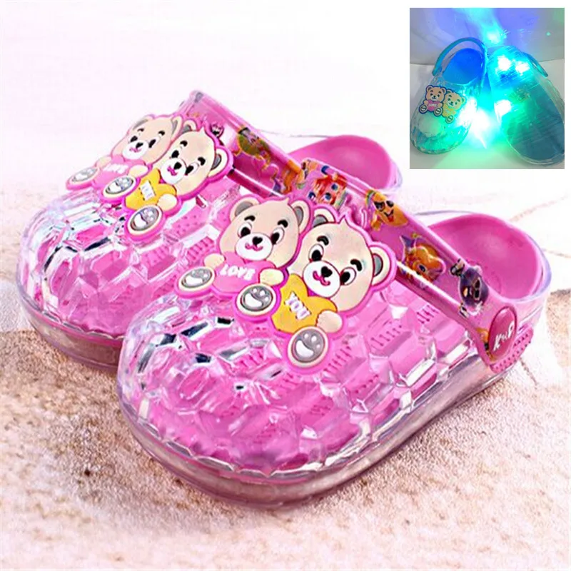 led shoes kids girls boys slides slip on sandals summer children