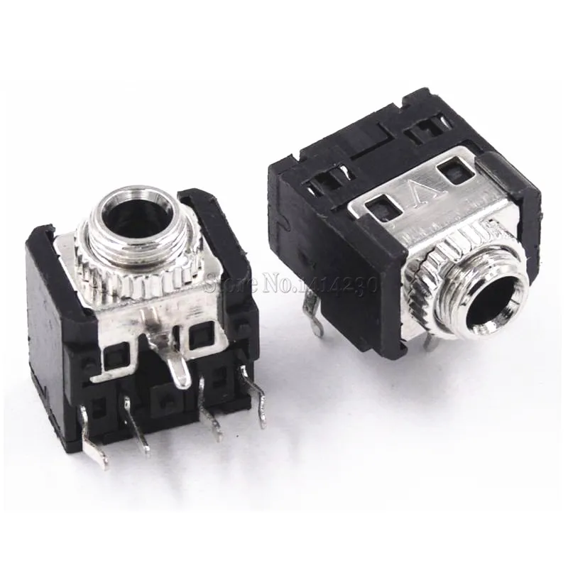 Conector de Áudio Jack com Porca Pces Fêmea 5 Pinos Dip Fone Ouvido Estéreo 100 Pj306m Pj-306m 3.5mm 5 de áudio 5 pinos dip fone ouvido estéreo jack com porca