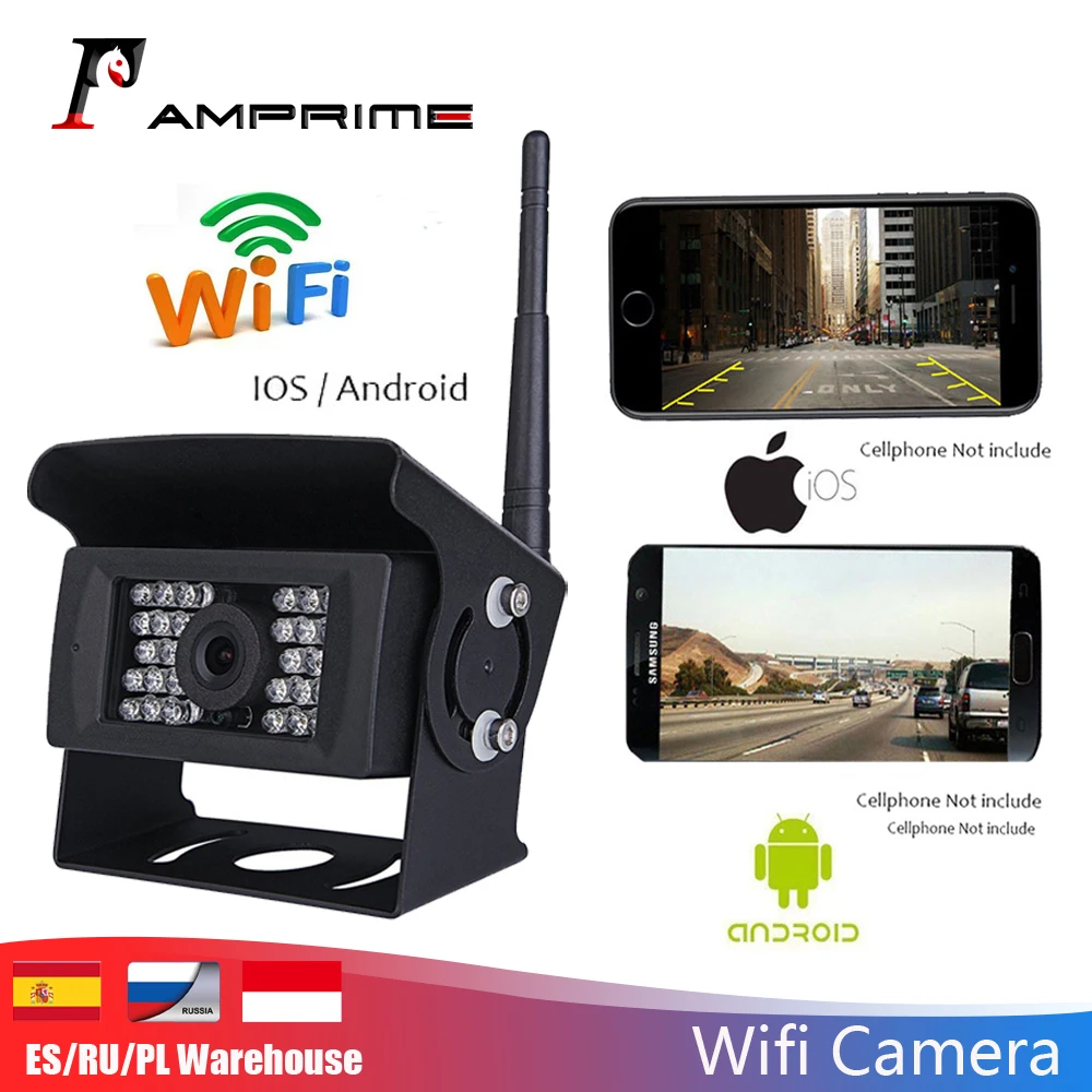 AMPrime, Wi-Fi, камера заднего вида, видеорегистратор, звезда, ночное видение, Автомобильная камера заднего вида, мини-корпус, водонепроницаемый, для iPhone и Android