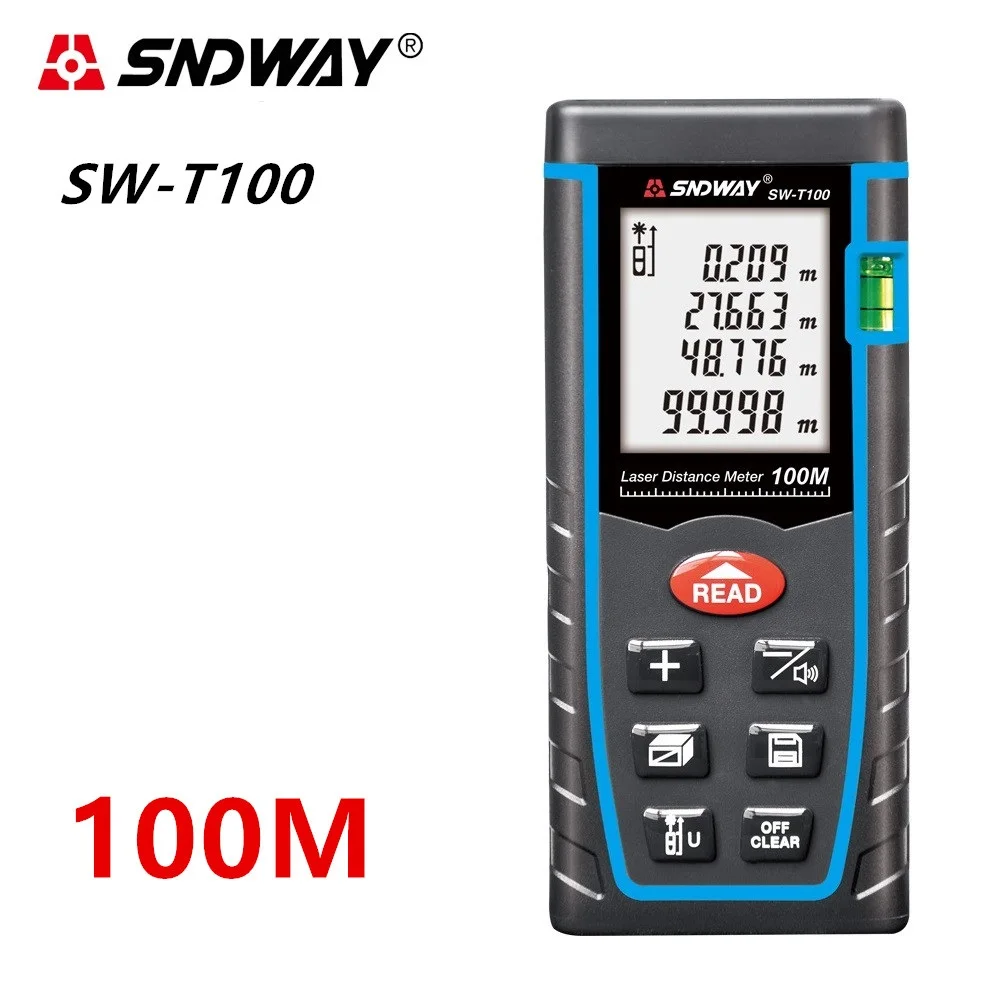Günstige SNDWAY laser distanzmessgerät laser entfernungsmesser Range finder trena Laser maßband 40M 60M 80M 120M herrscher Roulette Diastimeter