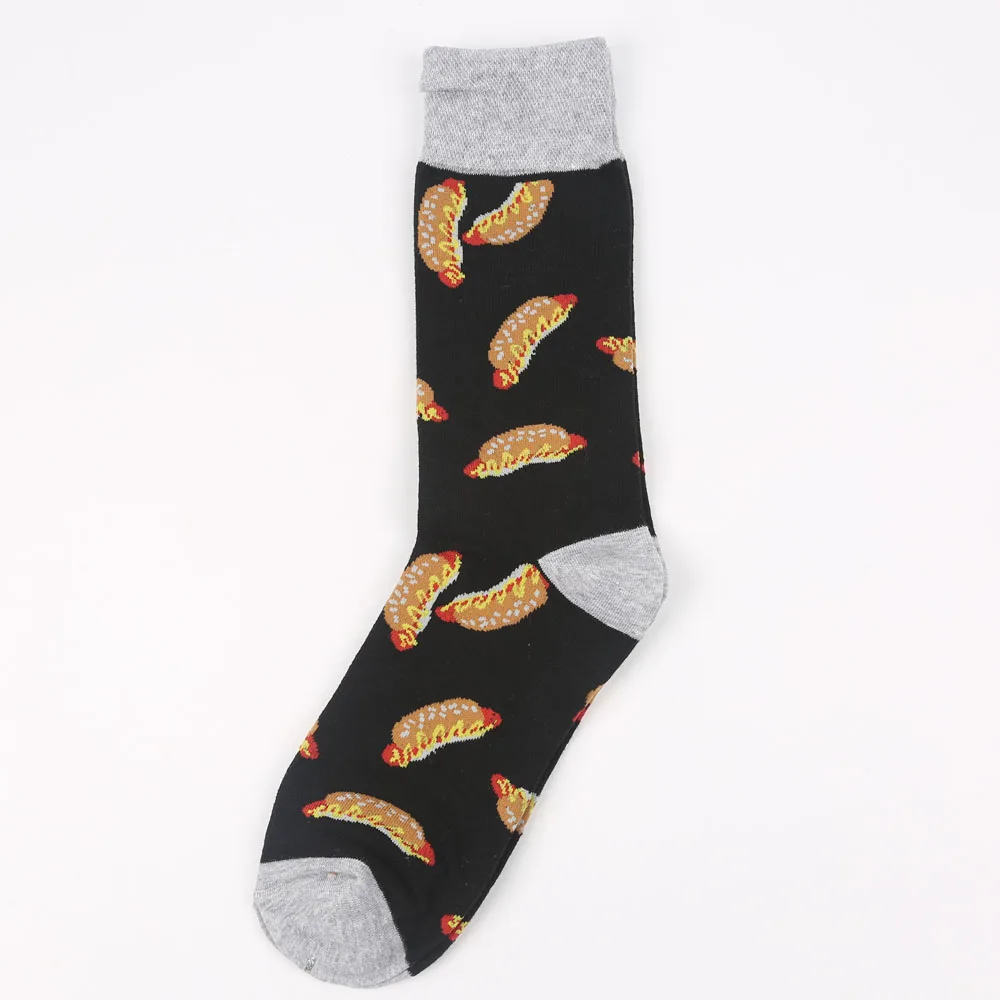 Modeager Colorful Winter Thick Skate Cool Men Socks Shark Pizza Food Animal Fruit Novelty Long Socks for Men