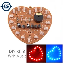 DIY Kit Music Flash Light Kits 18 LEDs Heart Shaped Red Green Dual Color Flashing Happy