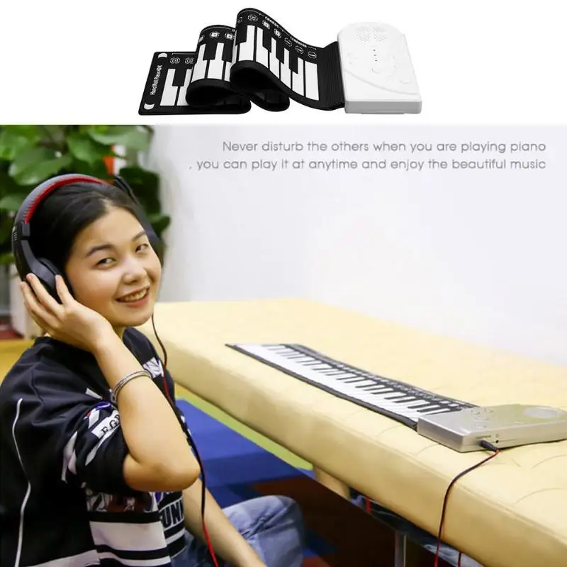  Portable Flexible Digital Keyboard Piano 37/49 Keys Flexible Silicone Electronic Roll Up Piano Chil