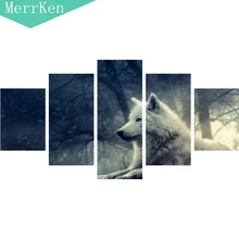 

5 Pieces/set Decorative painting wolves Animal The sitting room decorate Print canvas without frame