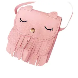 Очень милые дети девушки кисточкой маленькая кошка плеча Сумка Мини кошельки для монет PU кожаные сумочки розовый