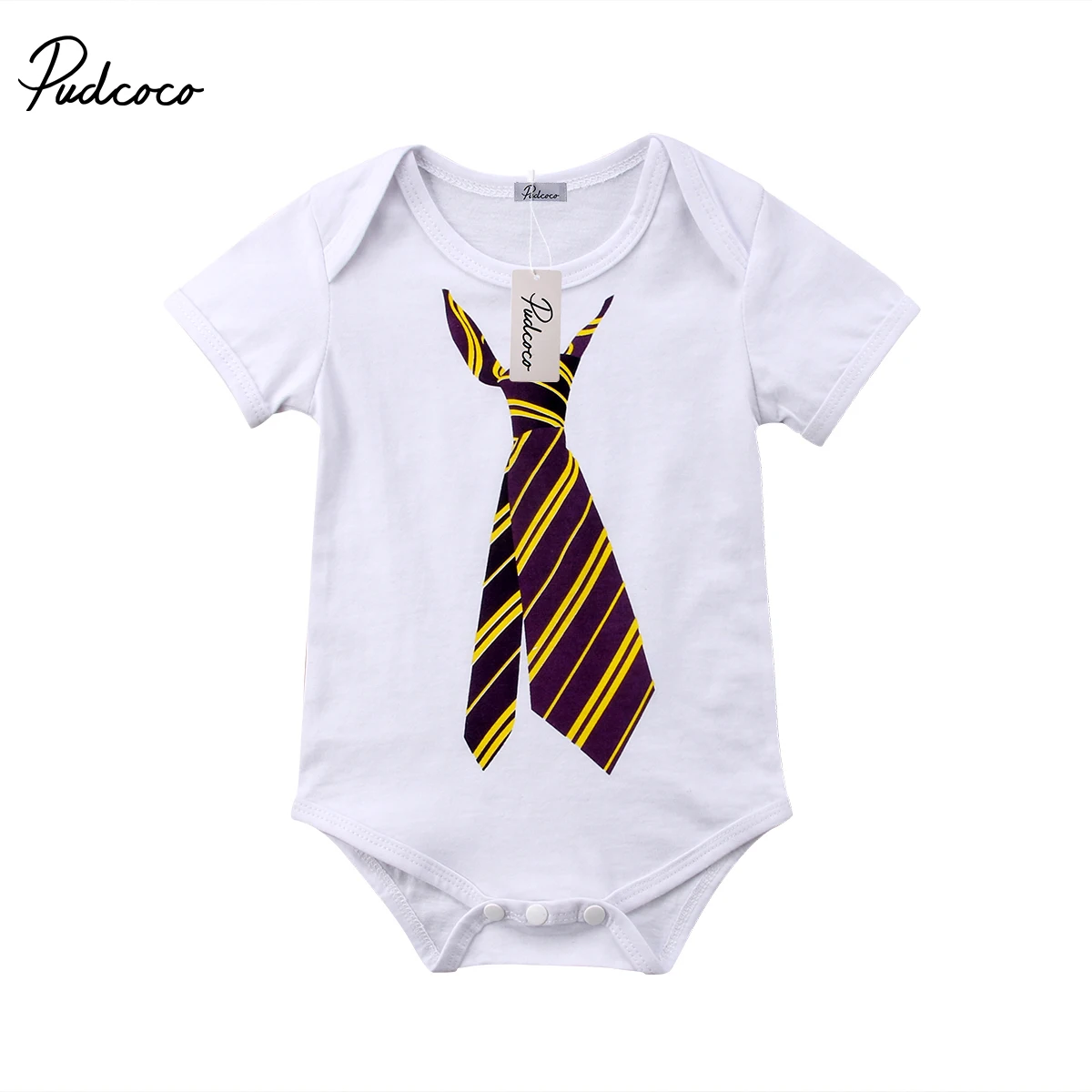 

One Piece Infant Newborn Baby Boy Girl Tie Print Romper Short Sleeve Jumpsuit Sunsuit Playsuit Clothes