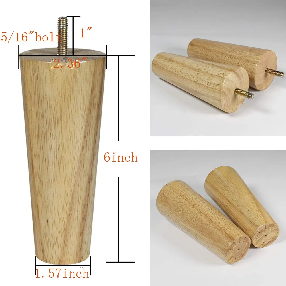 10-15 см высота дерево цвет мебель из каучукового дерева ножки M8 нить Замена для кабинета стул диване ноги пакет из 4 стол кровать