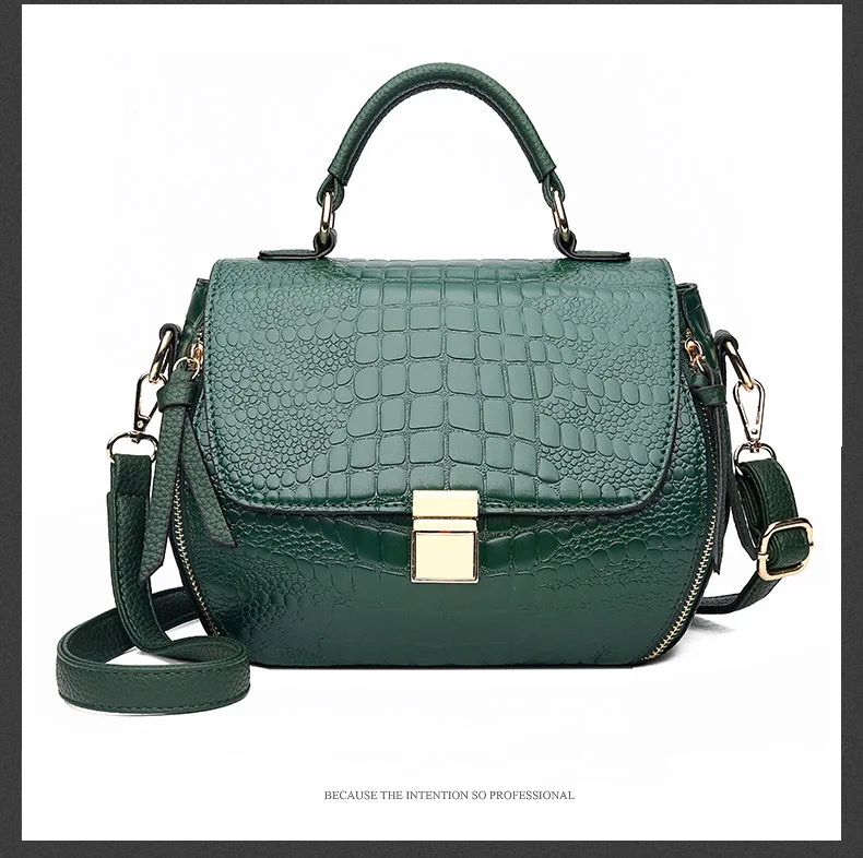 Women bowling bag Patent Leather Crocodile Pattern Handbag Medium Crossbody Shoulder Bag Famous Brand Designer Handbag and Purse (8)