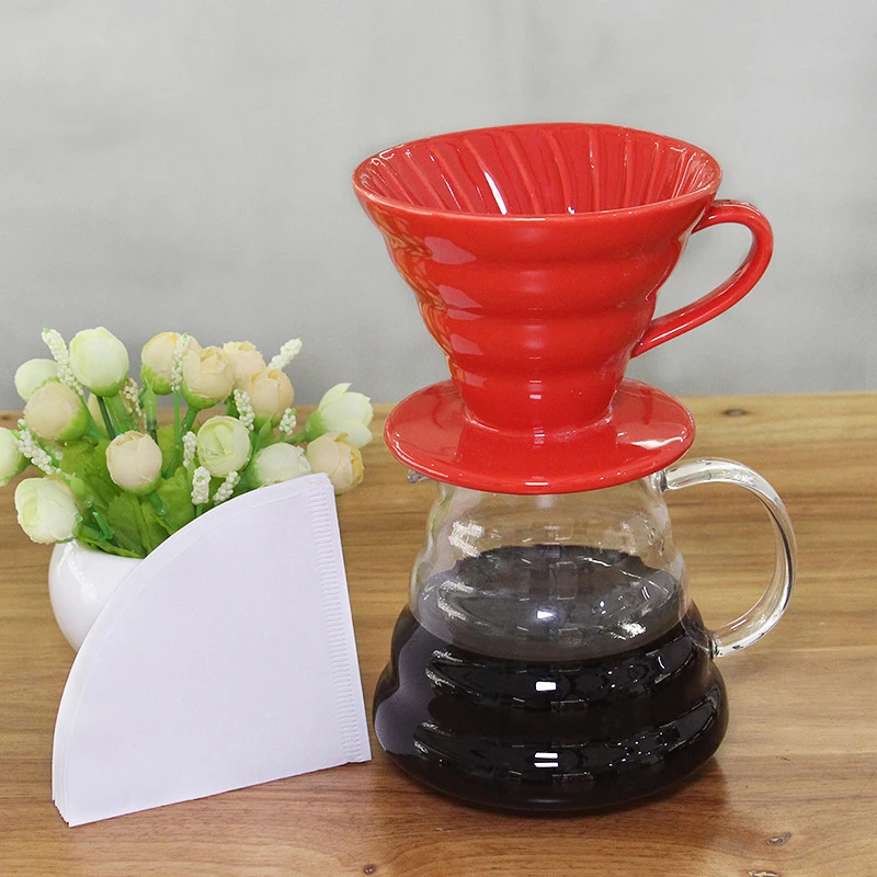 V60 стильная кофейная чашка с капельным фильтром 1-4Cups, Перманентная наполняемая кофеварка с отдельной подставкой, керамическая кофейная капельница с двигателем