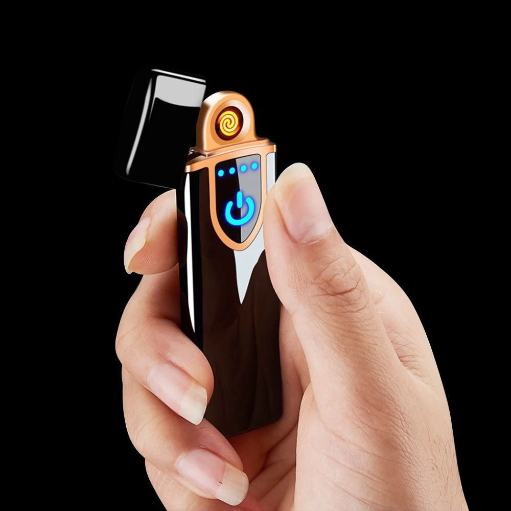 

Small Rechargeable USB Charging Lighter Touch Screen Electronic Cigarette Lighters Windproof Men Gift Cigarette Accessories