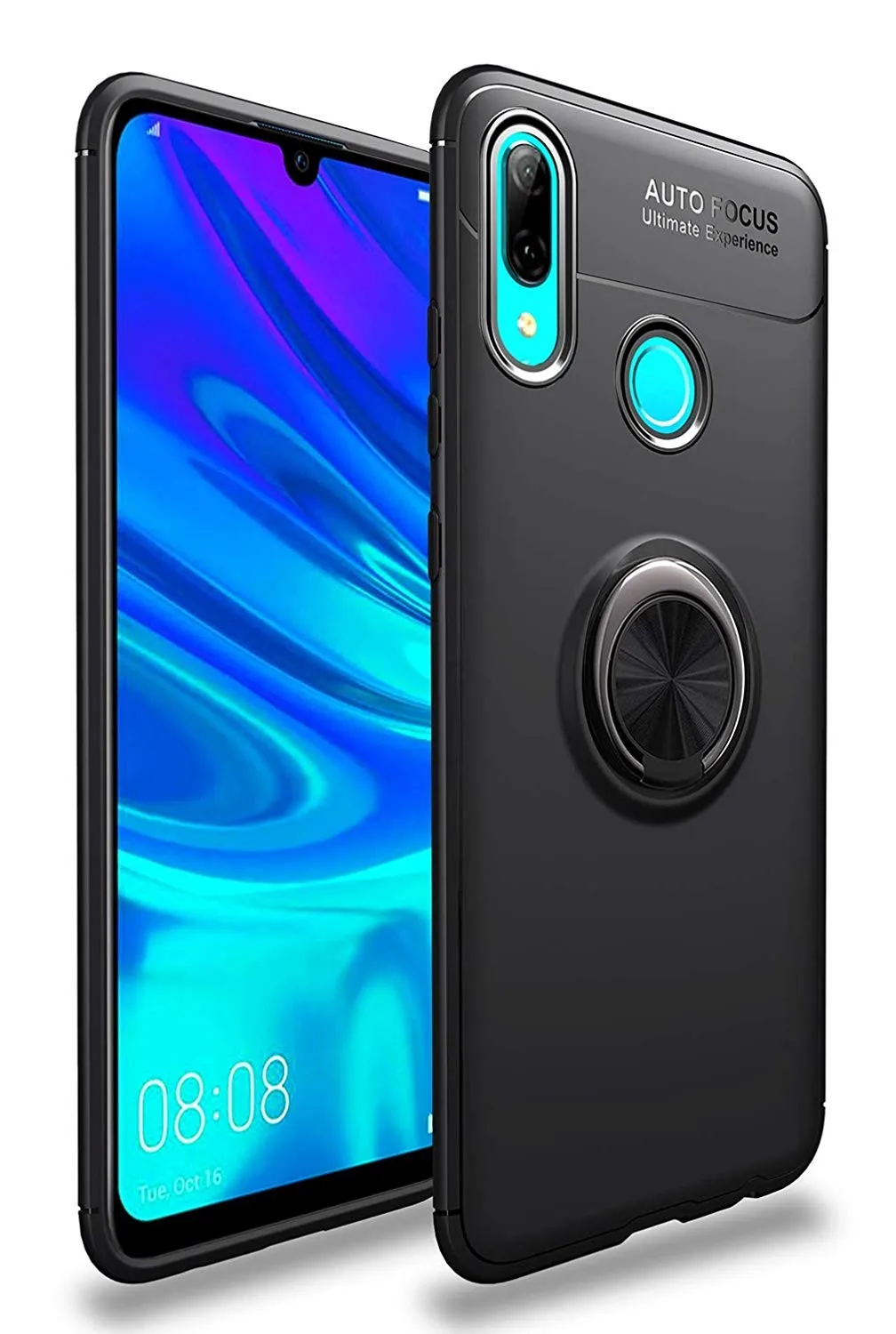 Силиконовый чехол-подставка с кольцом для huawei P Smart 2019 черный Силиконовый чехол-подставка с кольцом для huawei P Smart 2019 черный