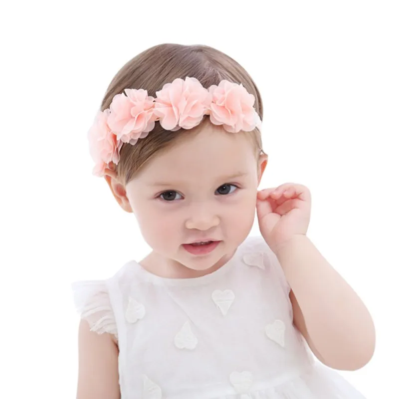 New Cute Sweet Headdress Children's Hair Accessories Newborn Children New Baby Girl Flower Headband Pink Hair Band