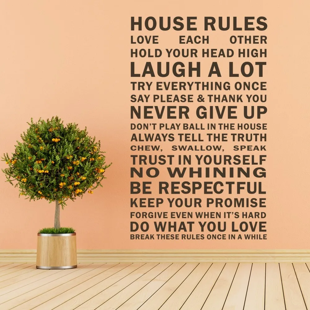 House Rules Family Wall Stickers Education Wall Decals Quotes Vinyl