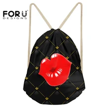 FORUDESIGNS/походная сумка на шнурке женская спортивная сумка для спортзала, пылающий принт губ, фитнес-сумка, рюкзаки для бега, сумка для леди