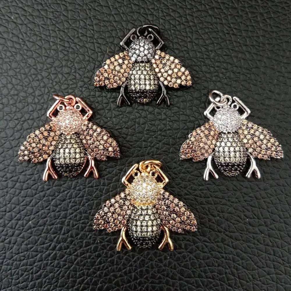 

CP089 1 pcs Bee Shape CZ Micro Pave Pendant Four Colors Pendant 20*24mm