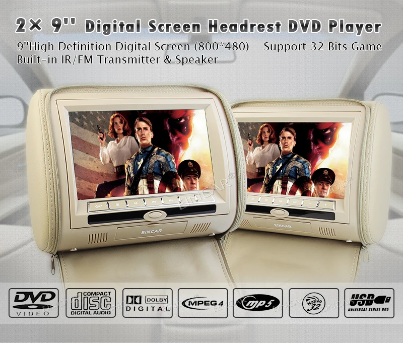 9 дюймов Автомобильный подголовник dvd-плеер монитор с 800*480 TFT светодиодный сенсорный ключ встроенный динамик поддержка USB HDMI игры дистанционное управление
