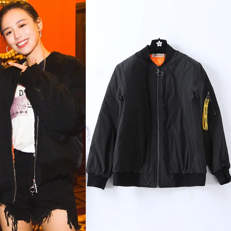 

Spring 2019 New Matthew Pure Same Handsome Loose Baseball Jacket Coats and Jackets Women O-Neck Zipper Zippers Women Jacket