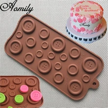 Aomily 3D кнопки формы силиконовые формы DIY Фондант формы для выпечки инструмент Шоколадное Печенье Кондитерские конфеты желе Кухня Плесень инструмент