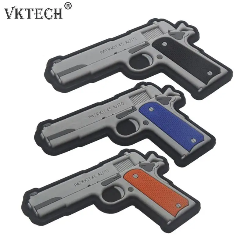 

Retro 3D PVC Pistol Patch Armband Badge Appliques for Clothes Backpack Cap Garment Apparel Accessories Sewing Iron On Patches