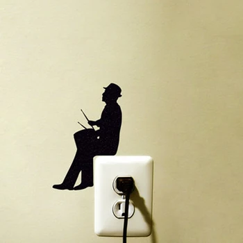 

KUCADA Black Creative Drummer DIY Wall Stickers Switch Sticker Home Decoration Wallpaper JG1883